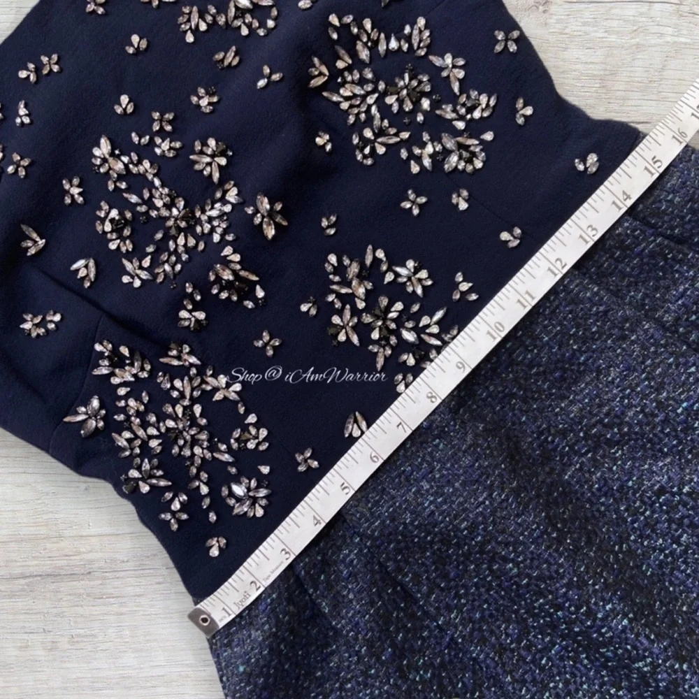 J.Crew Collection Rare Navy Crystal-Embellished Tweed Dress *shop@iAmWarrior